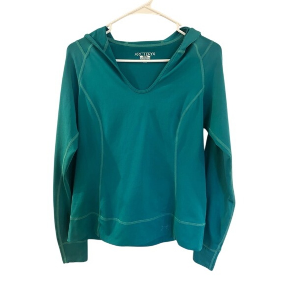Arc Teryx Teal V Neck Long Sleeve Hooded Pullover Top Women's M‎